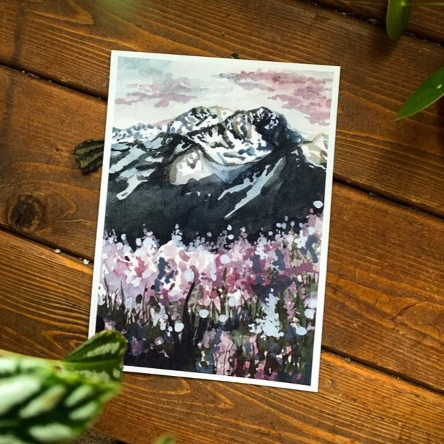 Hurricane Ridge Lupine Watercolor Print 8x10