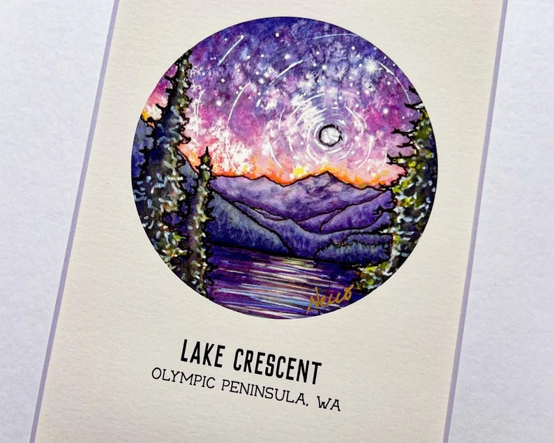 Lake Crescent Watercolor Print