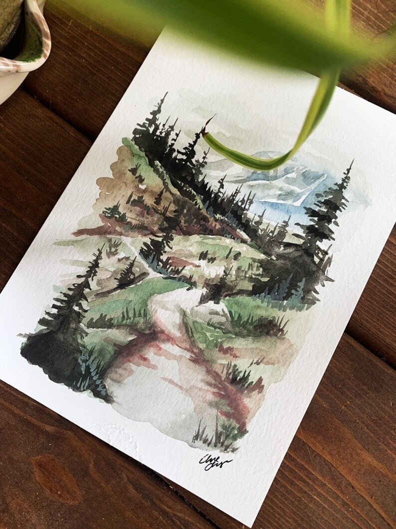 Mt. Rainier Trail Art Print 8x10