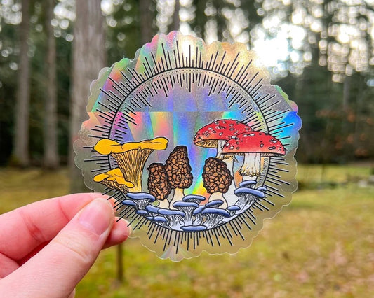PNW Mushrooms Suncatcher Sticker