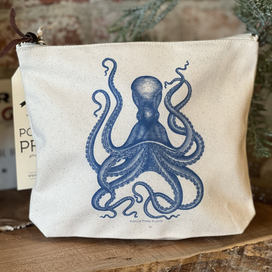 Blue Octopus Canvas Pouch