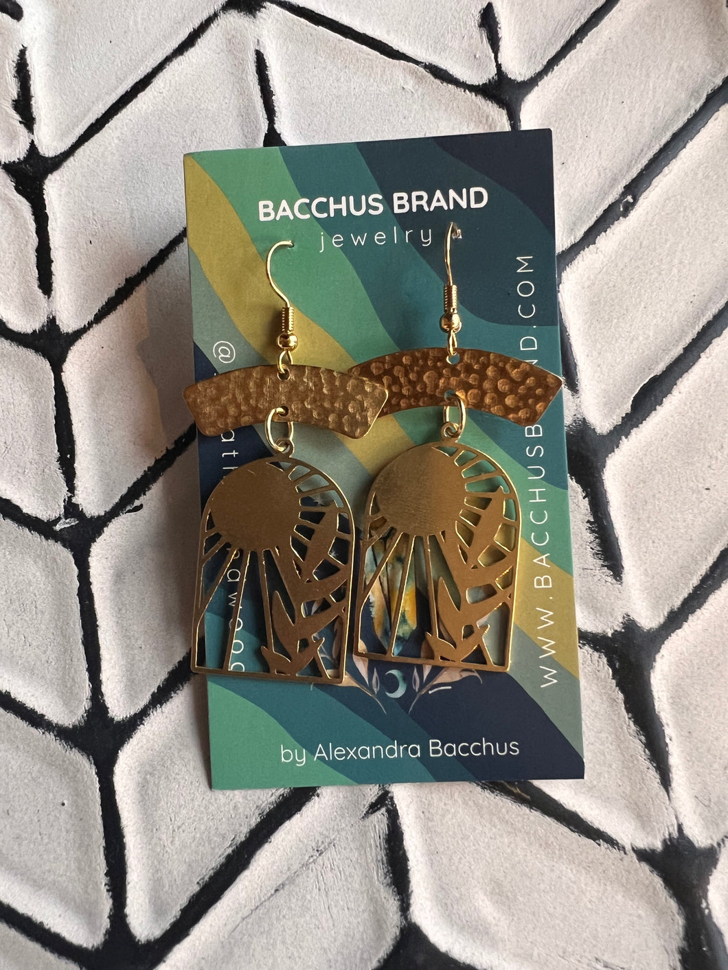 Floral Sun Brass Earrings