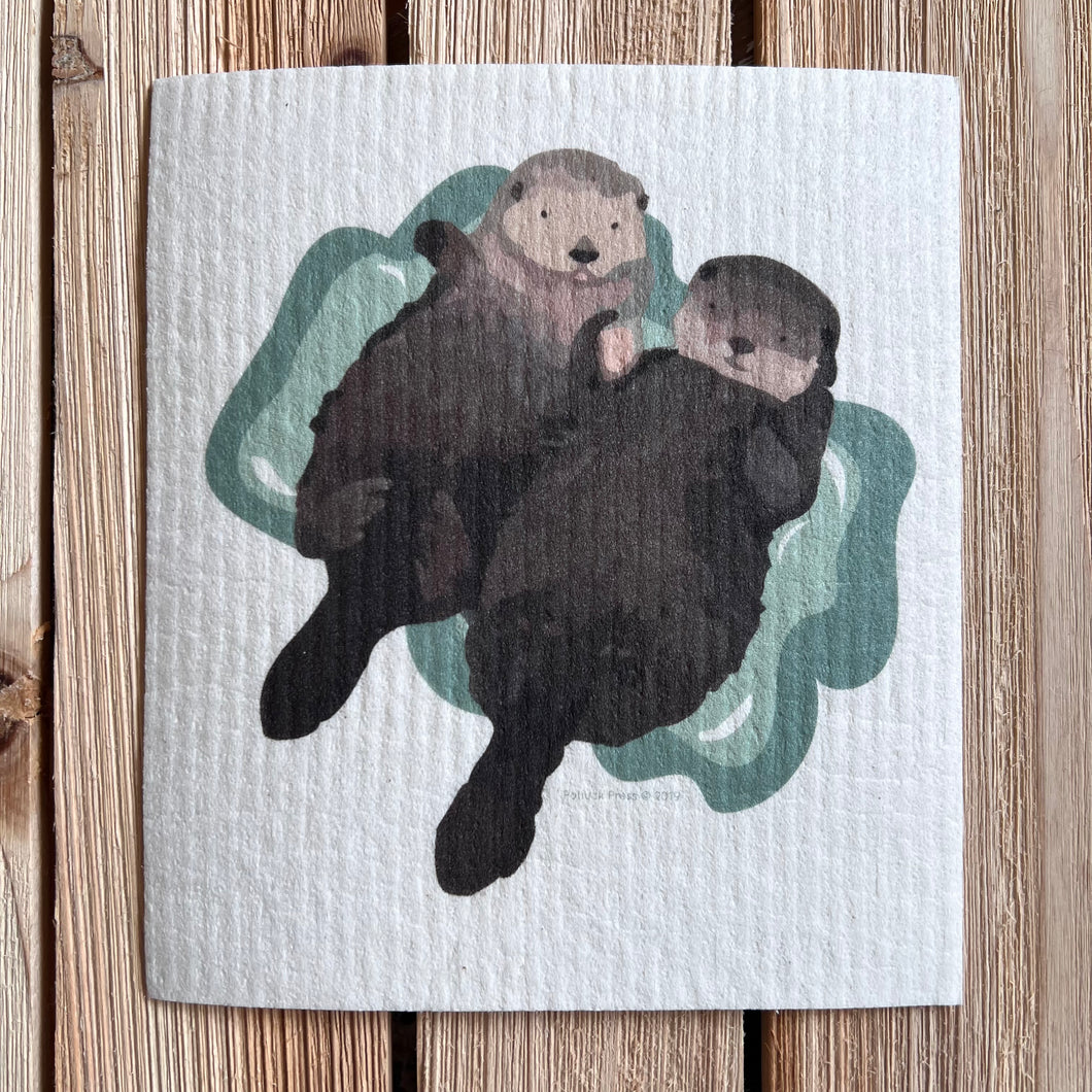 Sea Otter Duo Swedish Dishcloth